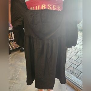 Black puff sleeve mini dress